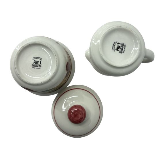 Pier 1 canister set creamer and sugar earthenware Mosaic Fruit Italy - Picture 7 of 9